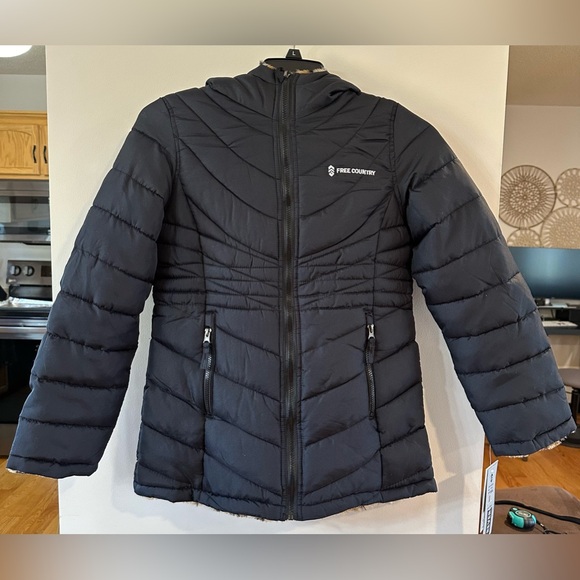 Free Country Girls Leopard/Black Reversible Winter Jacket NWT Size XL 16 - Picture 8 of 8